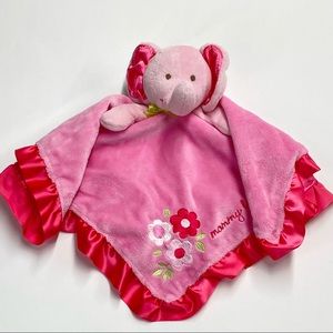 Carters mommy loves me pink elephant security blanket rattle baby plush lovey
